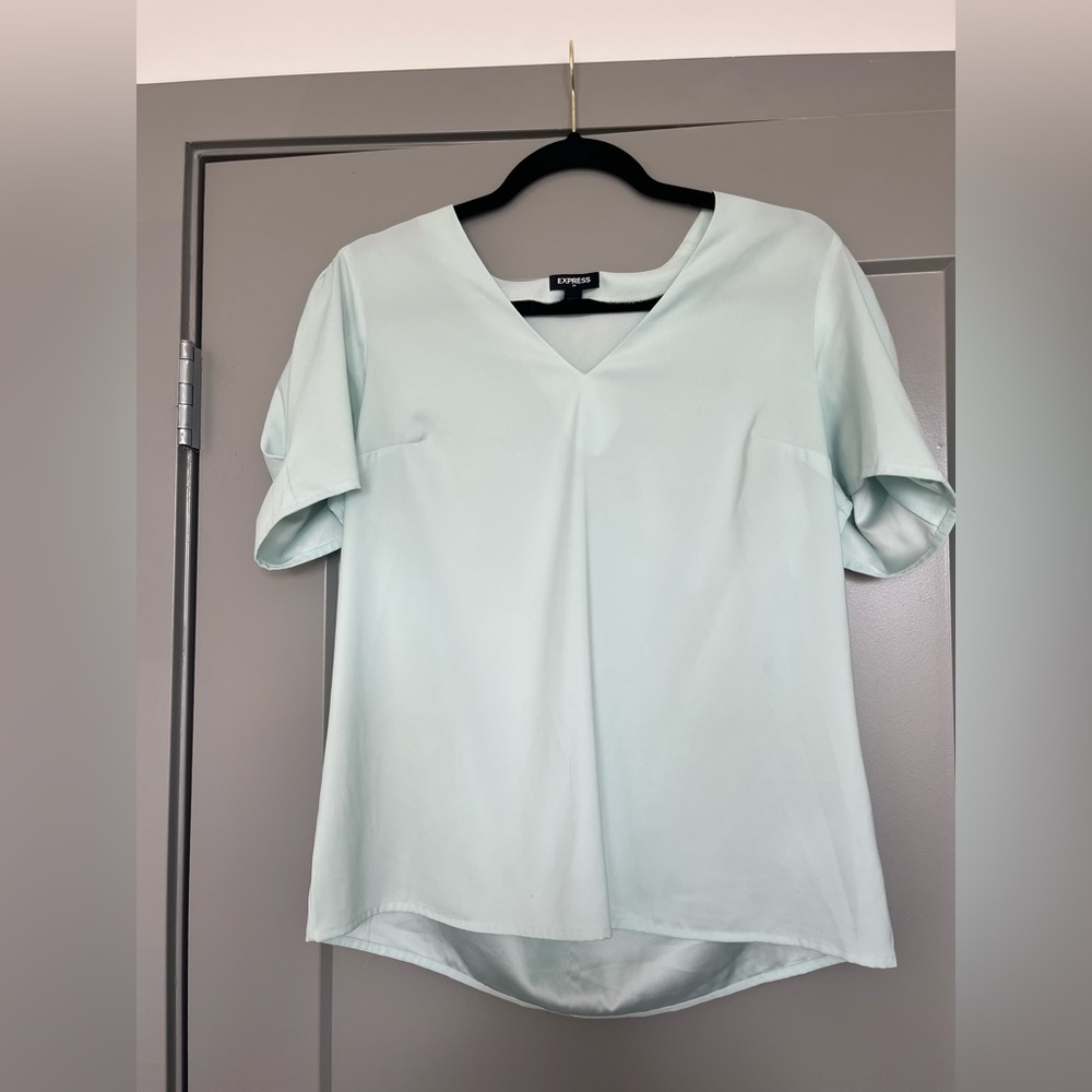 Express Light Blue Puff Sleeve Top